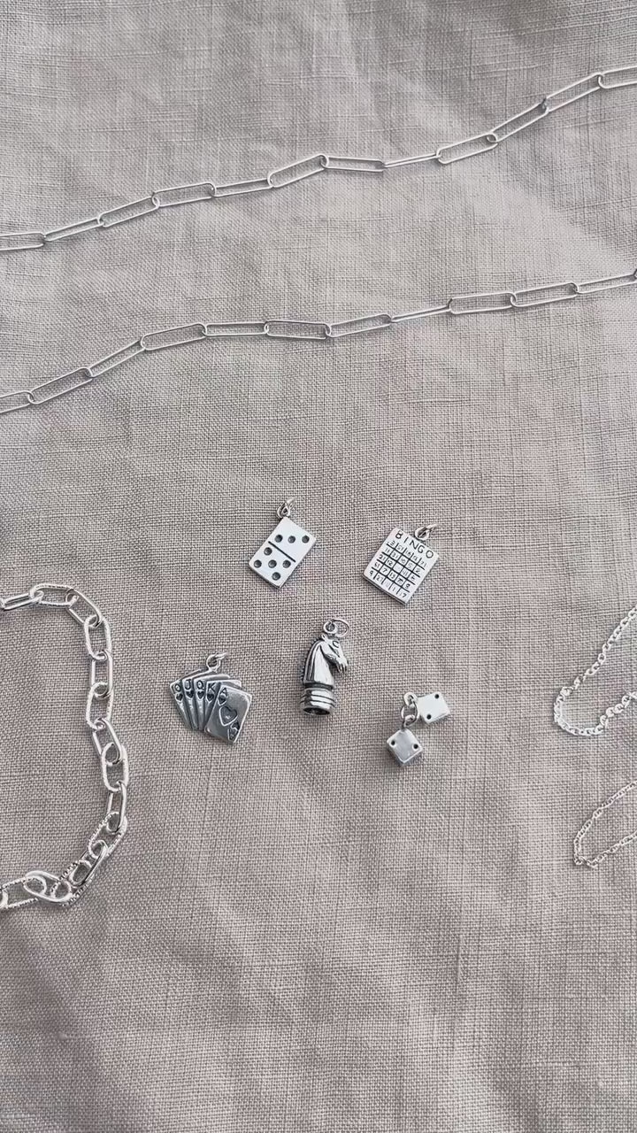 Sterling Silver Dice Charm Pendant, Game Themed Minimalist Jewelry, Gift for Her