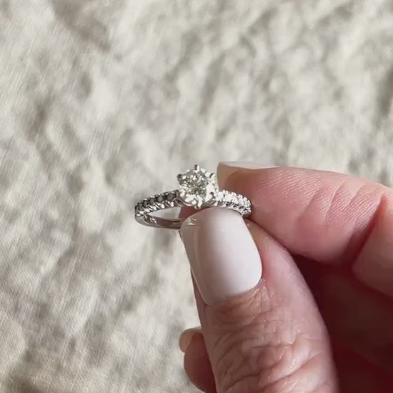 Vintage Diamond Engagement Ring, Round Cut, 10k White Gold, 2000s Prong Set Bridal Ring