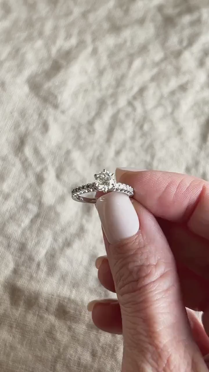 Vintage Diamond Engagement Ring, Round Cut, 10k White Gold, 2000s Prong Set Bridal Ring
