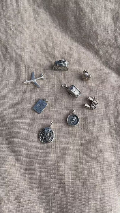 Sterling Silver Compass Charm Pendant, Travel Adventure Themed Minimalist Jewelry, Gift for Her