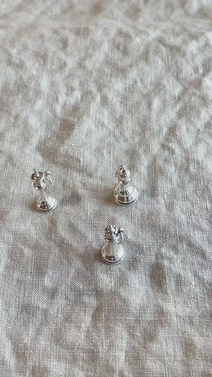 Sterling Silver Chess Queen Charm Pendant, Chess Themed Minimalist Jewelry, Gift for Her