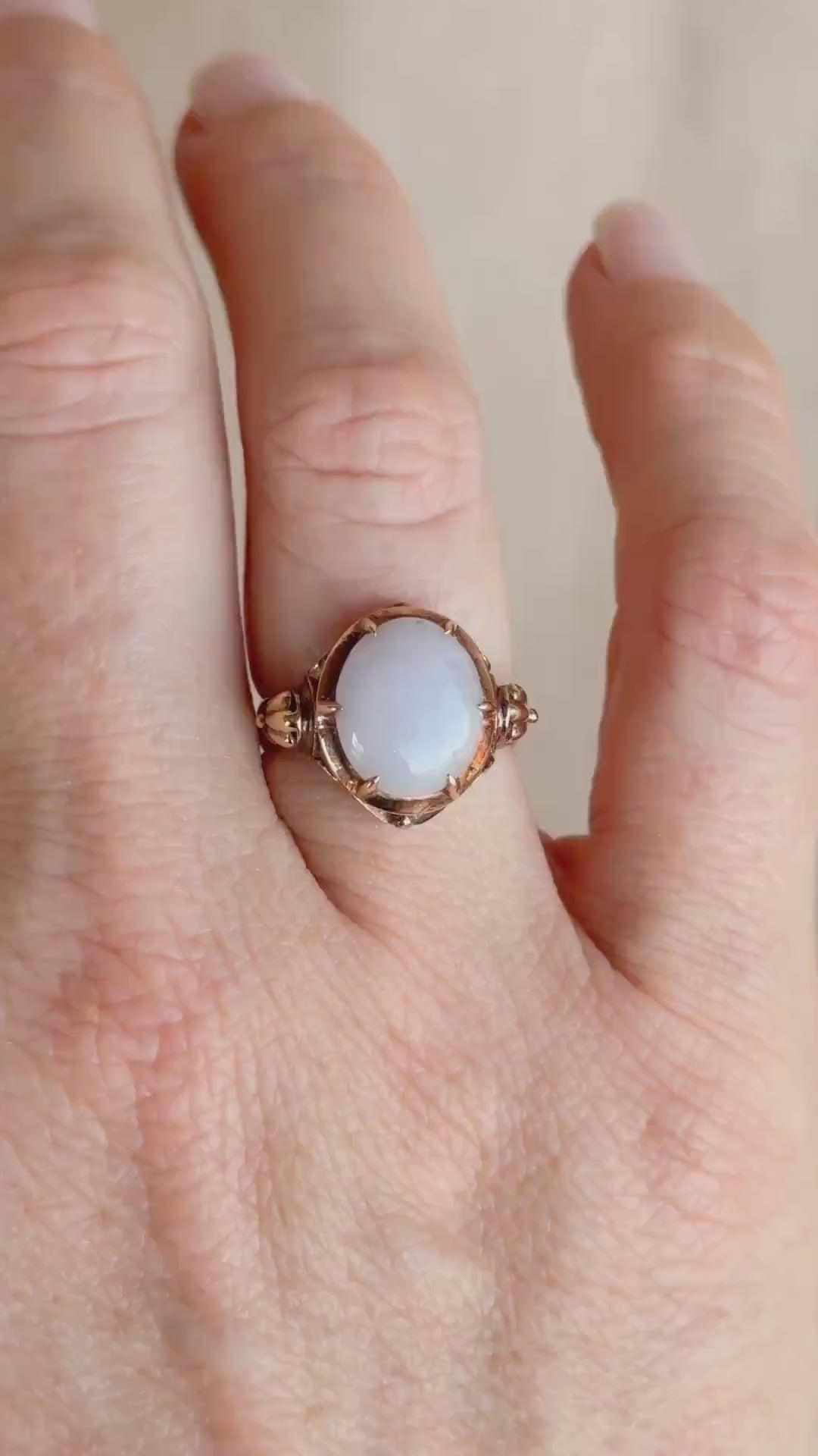 Vintage Lavender Jade Ring, 14k Gold, Oval Cut Filigree Statement Ring, 1960s Bold Jewelry