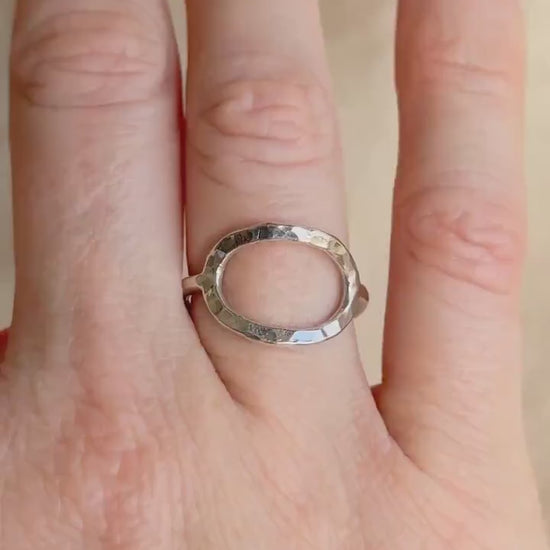 Vintage Sterling Silver Open Crinkle Ring, Boho Statement Jewelry