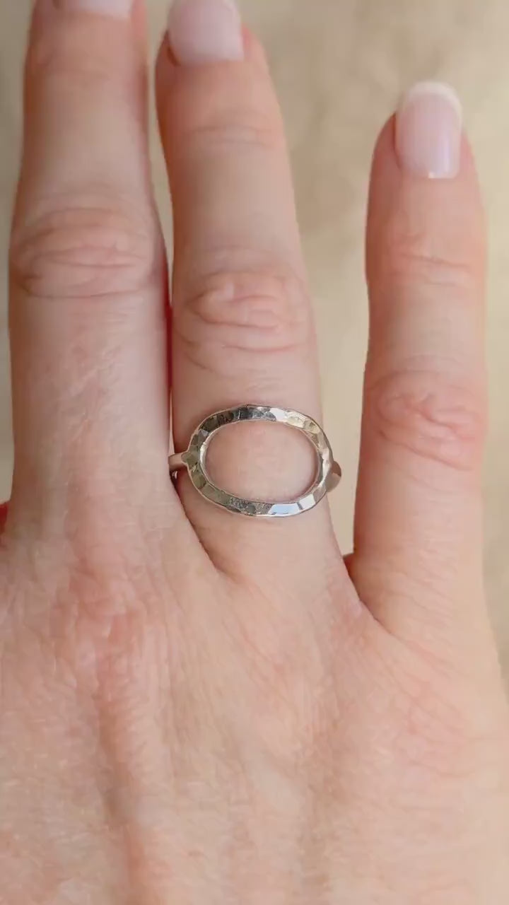 Vintage Sterling Silver Open Crinkle Ring, Boho Statement Jewelry