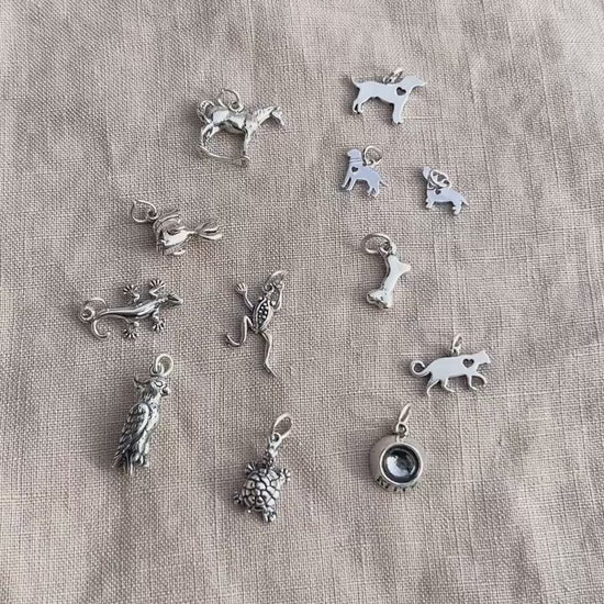 Sterling Silver Dog Charm Pendant, Pet Themed Minimalist Jewelry, Gift for Her