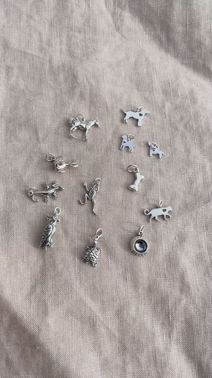 Sterling Silver Dog Charm Pendant, Pet Themed Minimalist Jewelry, Gift for Her