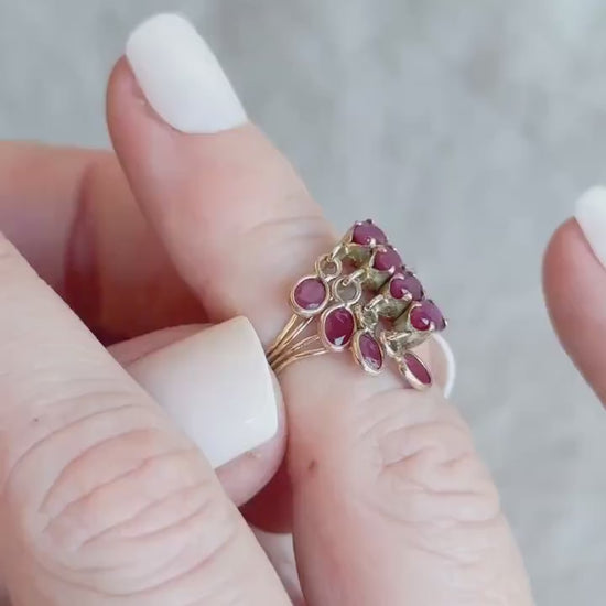 Vintage Charm Dangle Ruby Ring in 14k Gold