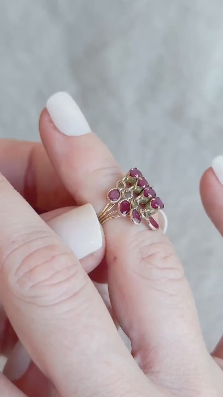 Vintage Charm Dangle Ruby Ring in 14k Gold