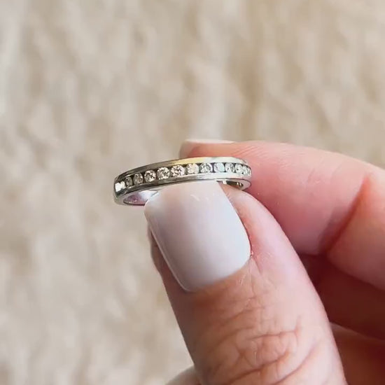 Vintage 1990s Diamond Wedding Band, 14k White Gold