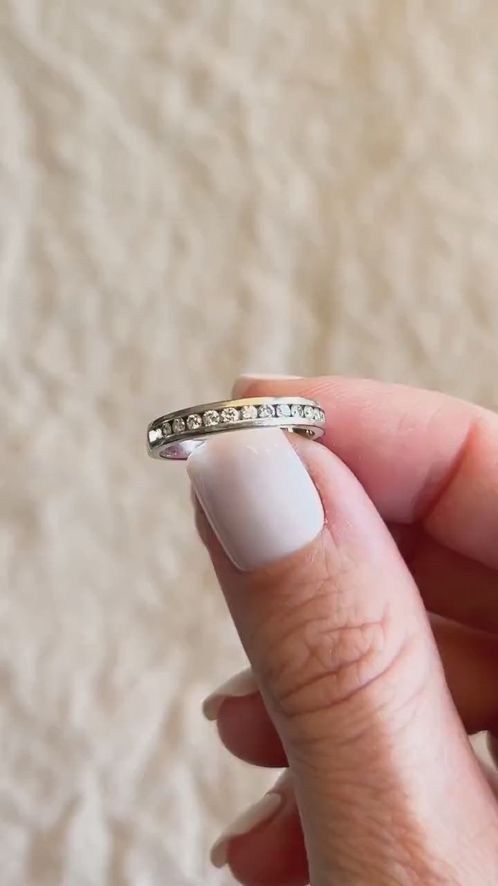 Vintage 1990s Diamond Wedding Band, 14k White Gold