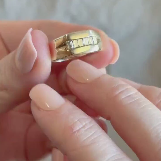 Vintage Baguette Diamond Channel Set Wedding Band in 14k Gold