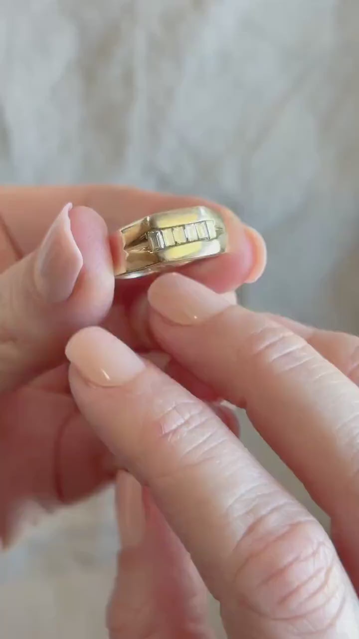 Vintage Baguette Diamond Channel Set Wedding Band in 14k Gold