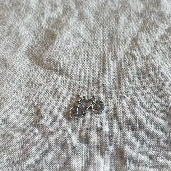 Road Bike Charm Pendant in Solid Sterling Silver