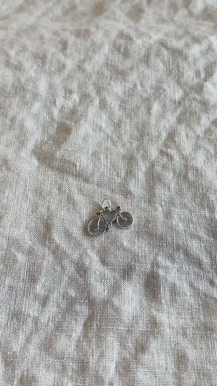 Road Bike Charm Pendant in Solid Sterling Silver