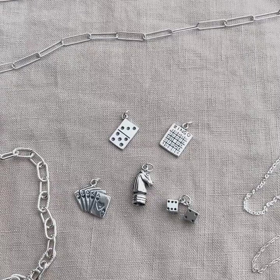 Sterling Silver Knight Charm Pendant, Chess Themed Minimalist Jewelry, Gift for Her