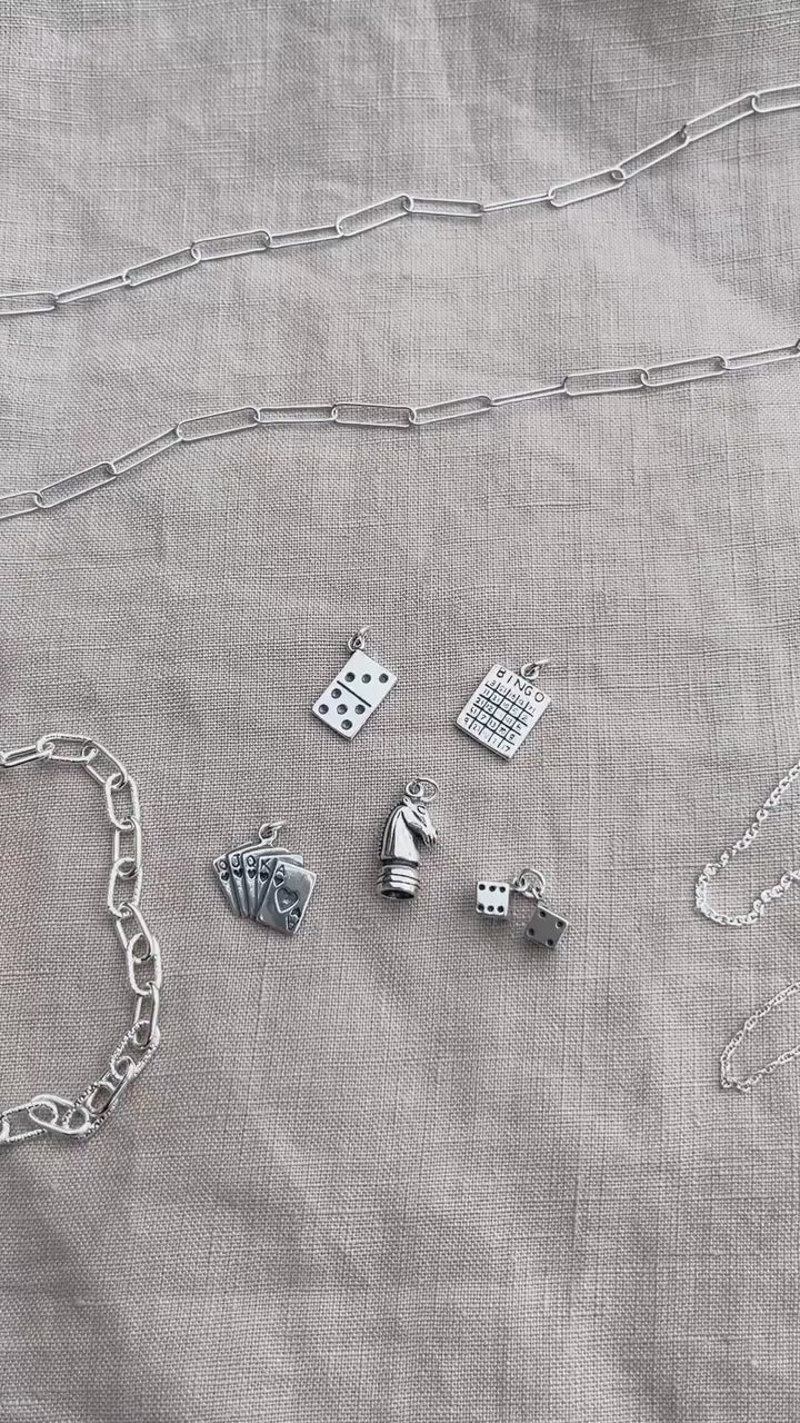 Sterling Silver Knight Charm Pendant, Chess Themed Minimalist Jewelry, Gift for Her