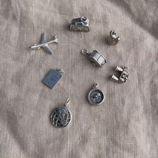 Sterling Silver Compass Charm Pendant, Travel Adventure Themed Minimalist Jewelry, Gift for Her