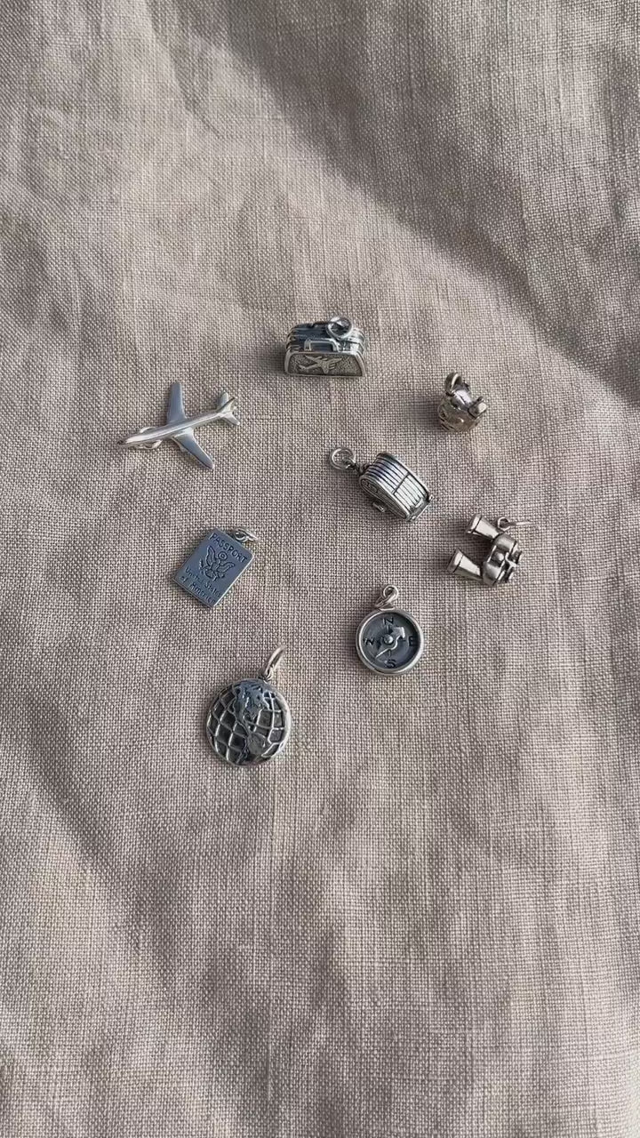 Sterling Silver Compass Charm Pendant, Travel Adventure Themed Minimalist Jewelry, Gift for Her