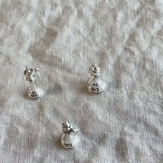 Sterling Silver Pawn Charm Pendant, Chess Themed Minimalist Jewelry, Gift for Her