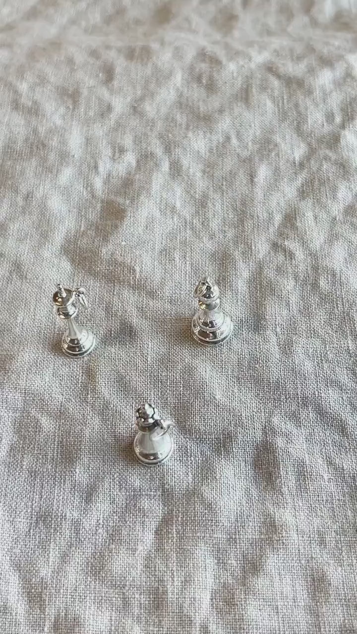 Sterling Silver Pawn Charm Pendant, Chess Themed Minimalist Jewelry, Gift for Her