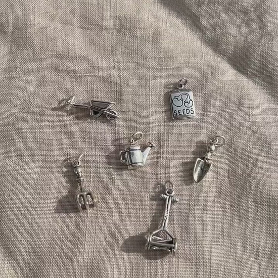 Sterling Silver Seeds Packet Charm Pendant, Gardening Themed Minimalist Jewelry, Gift for Her