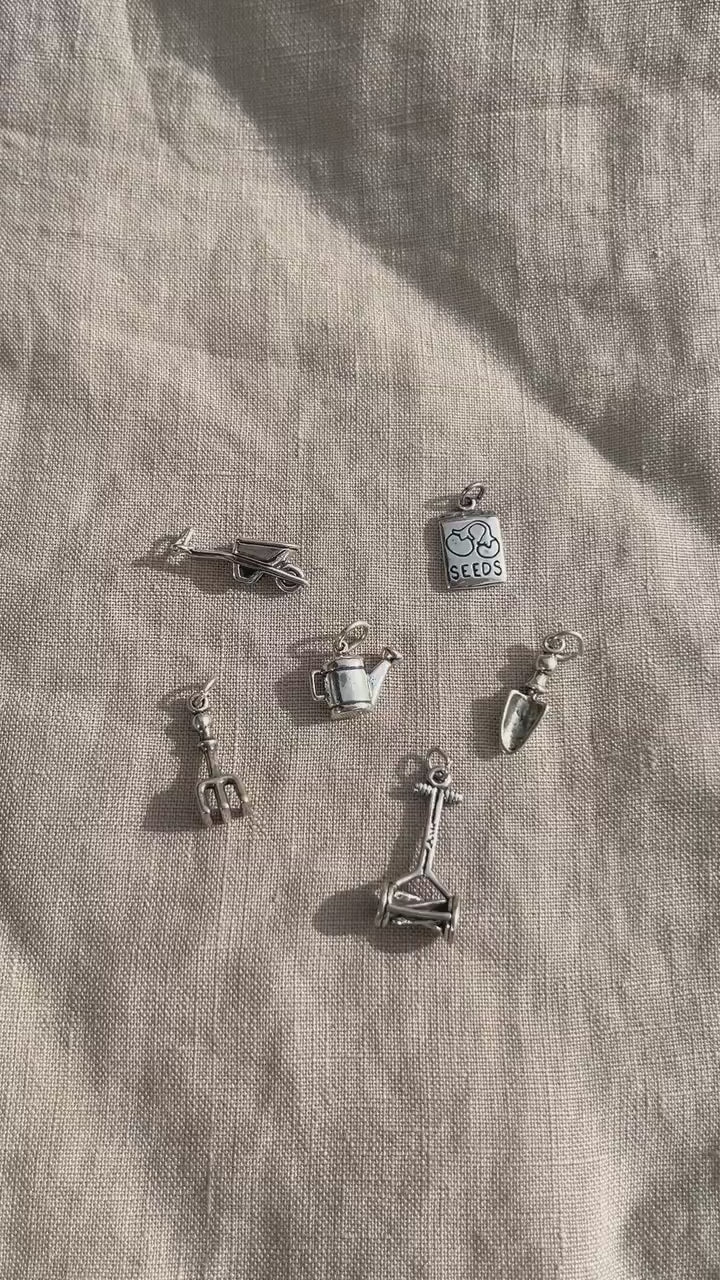 Sterling Silver Seeds Packet Charm Pendant, Gardening Themed Minimalist Jewelry, Gift for Her
