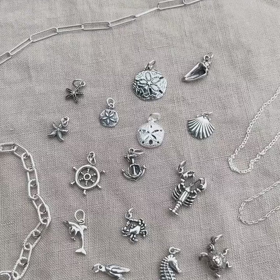 Sterling Silver Crab Charm Pendant, Beach Themed Minimalist Jewelry, Gift for Her