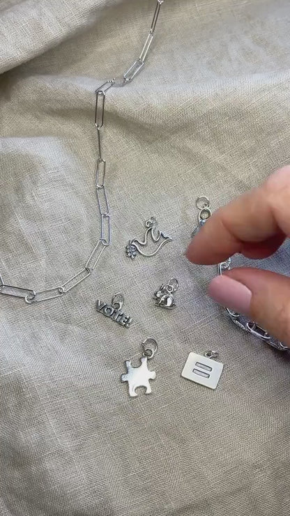 Sterling Silver Bunny Rabbit Charm Pendant, Animal Themed Minimalist Jewelry, Gift for Her