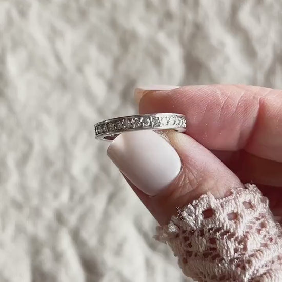 Vintage Diamond Wedding Band in 14k White Gold