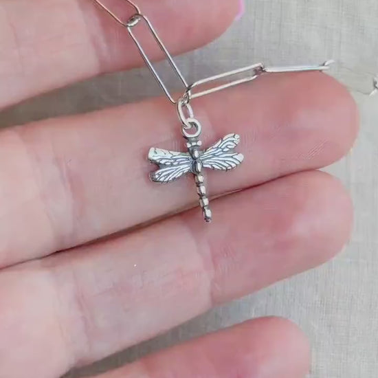 Sterling Silver Dragonfly Charm Pendant, Insect Themed Minimalist Jewelry, Gift for Her